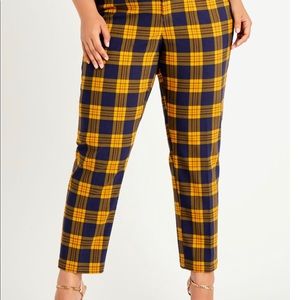 Ashley Stewart Blue, red and yellow plaid ankle pants.
